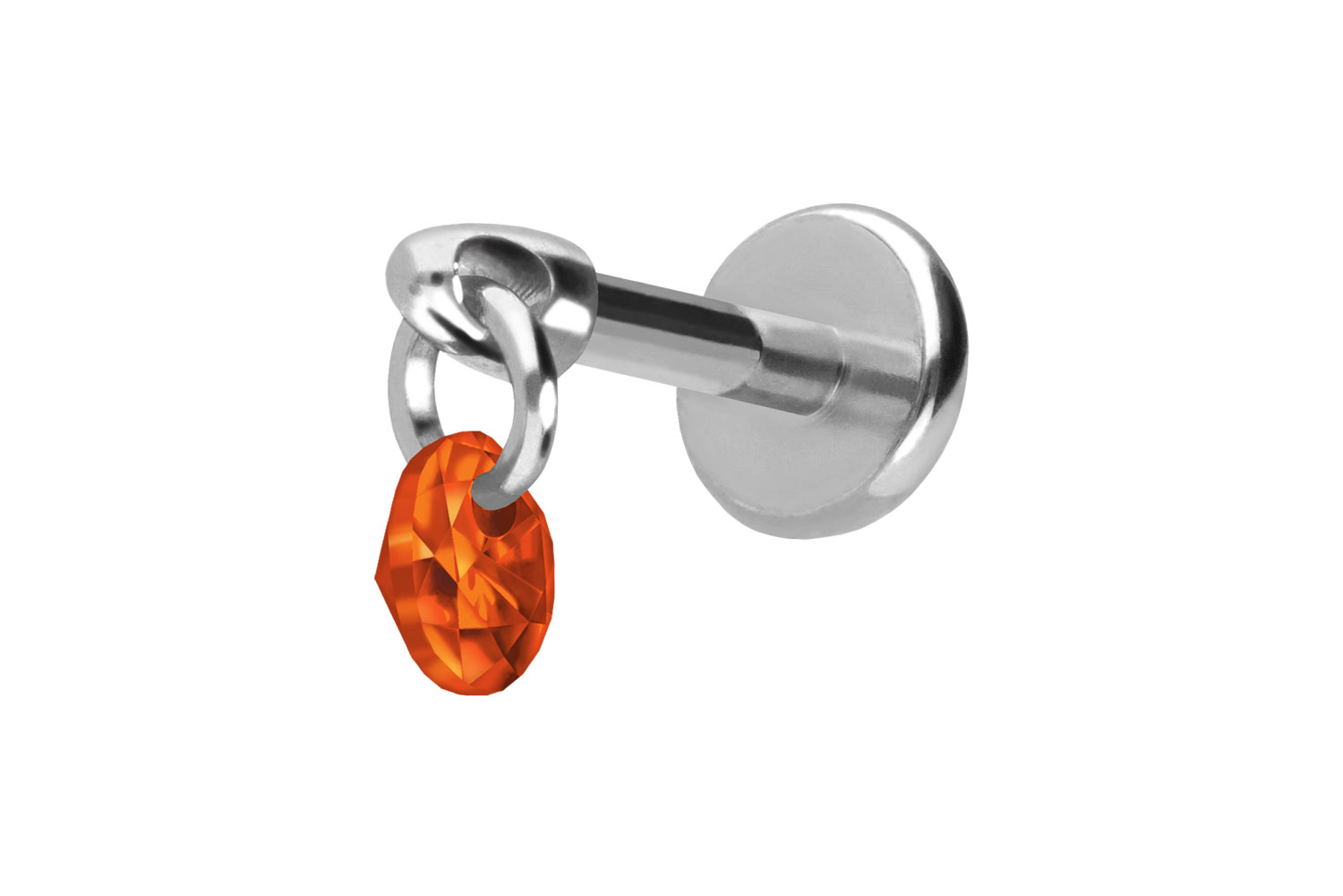 Titan Labret Piercing mit Push Fit RUNDER KRISTALL